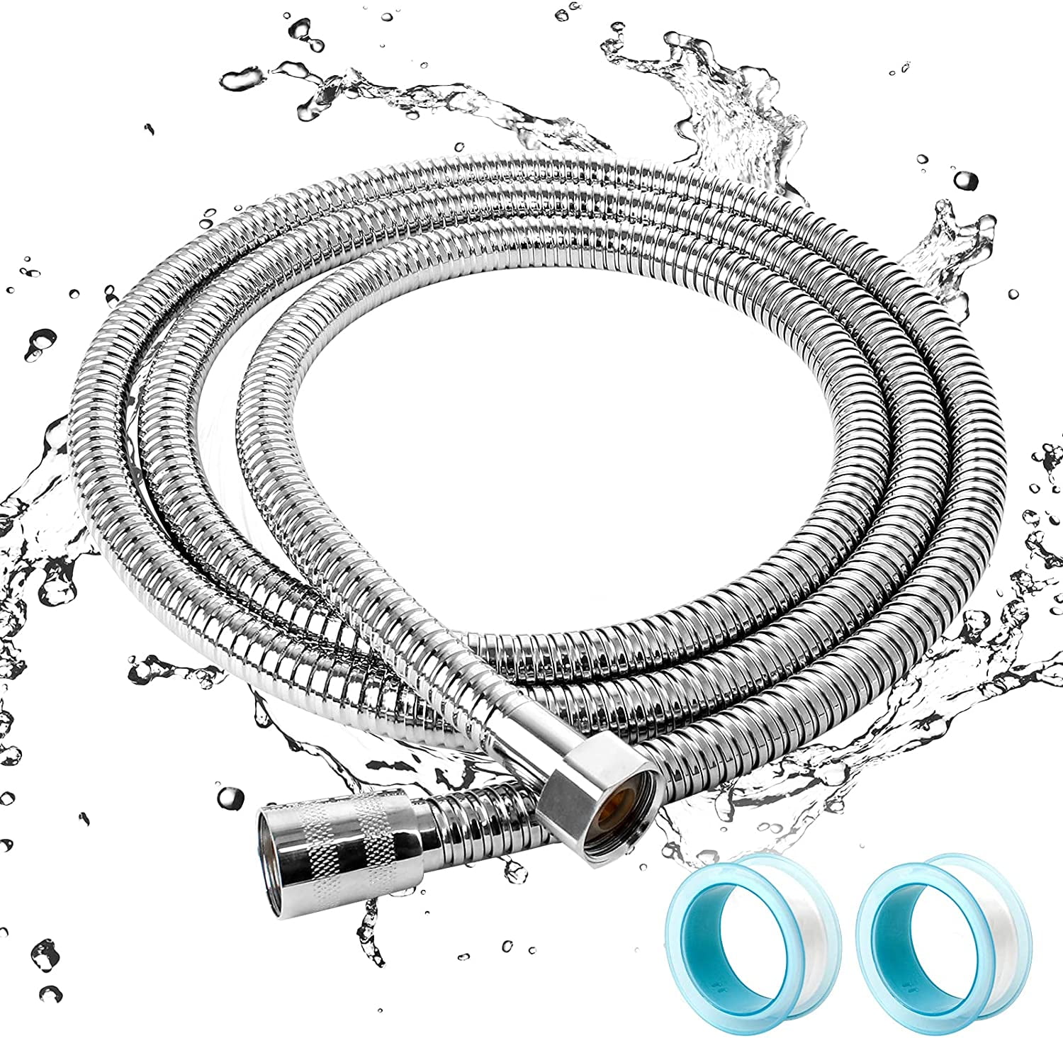 3Pcs 2m Long Shower Hose Pipe, Stainless Steel Chrome Shower Pipe