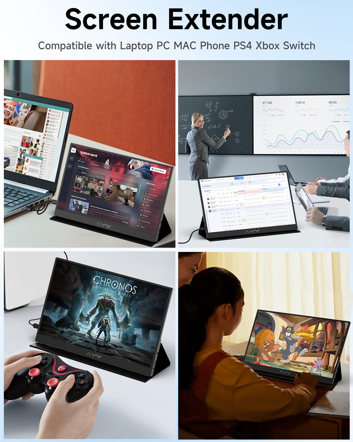 Memzuoix Portable Monitor, 15.6"1080P FHD USB-C, HDMI Display HDR IPS Gaming Monitor w/Premium Smart Cover & Screen Protector,Dual Speakers, VESA Moutable for Laptop PC MAC Phone PS4 Xbox Switch