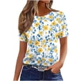 thumbnail image 4 of ITSAME Women's Tops, Floral Print Round Neck Short Sleeve Summer Casual Fashion Blouses Yellow Size 2XL, 4 of 4