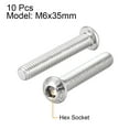 thumbnail image 2 of Uxcell M6 x 1.38''Hex Socket Round Head Screw Fasteners Bolts 304 Stainless Steel  Silver Tone 10PCS, 2 of 3