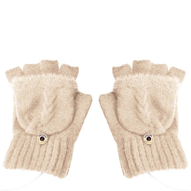 Gants pour Femmes Mitaines Hiver Usb Chauds Gants Chauffants Randonnée Conduite Course Cœur de Main Réversibles Usb Chauffants, Accessoires pour Femmes Mitaines
