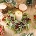 thumbnail image 2 of 6 Pcs Mini Couronne de Noël pour Armoires de Cuisine 3 Pouces Anneaux de Bougie de Noël Couronne Baies Rouges Guirlande de Pin Norfolk Couronnes Suspendues Ornement pour Noël Porte d'Entrée Fenêtre Chaise Décoration Murale Centre de Table, 2 of 8