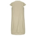 thumbnail image 5 of Bigersell Casual Dress Fashion Women Summer Casual V-Neck Solid Short Sleeve Cotton Linen Dress Gowns and Evening Dresses Women Skater Dresses, Style 20388, Khaki S, 5 of 8