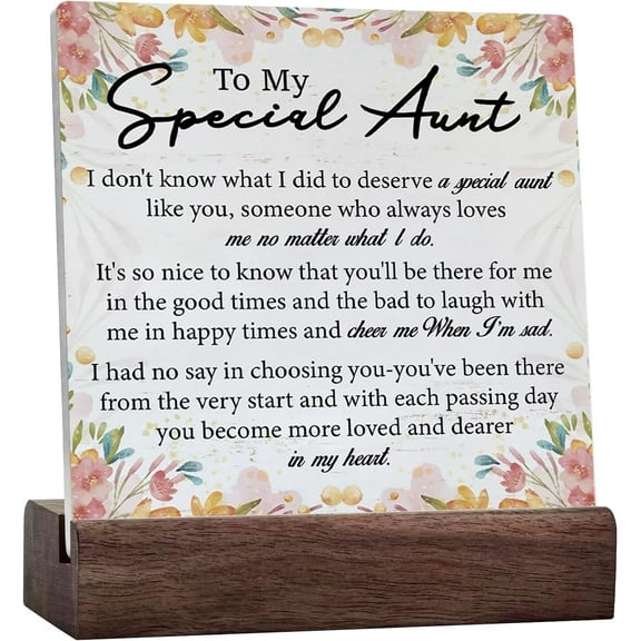 Farmhouse Aunt Ceramic Table Sign Rustic Style To My Spcial Aunt Wood Block Tabletop Sign Decorative Desk Sign Decor For Home Bedroom Shelf