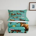 thumbnail image 5 of Erosebridal Teens Wildlife Horse Comforter Sets Queen Size,Teal Pink Bedding Queen Comforter Set,Flower Decor,Ultra Soft,3-Piece, 5 of 8