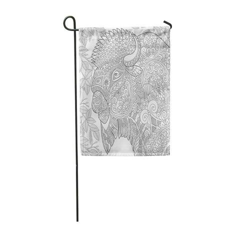 American Bison Bull SIDONKU Buffalo American Bison Bull Ox Yak Aurochs Among Birch Tree Leaves Freehand Garden Flag Decorative Flag House Banner 12x18 inch ()