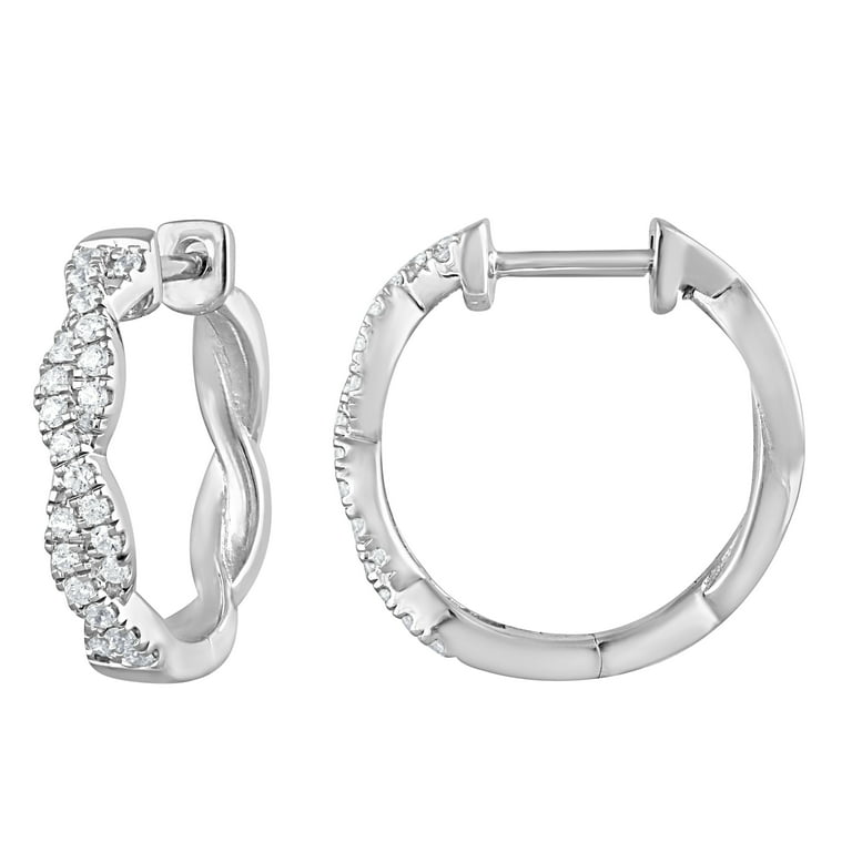 ★人氣★LOVE ME MONSTER★Mini Twisted Ring Earrings Unique Moments 1/4 Ct Lab Grown Diamond Twist Infinity Hoop