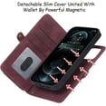 thumbnail image 4 of Compatible with iPhone 12 Pro Max Wallet Case,Detachable 2 in 1 Magnetic [9 Card Slots] Removable Wrist Strap Zipper Wallet Shockproof Kickstand Multi-Function PU Leather Case,6.7 Inch Burgundy, 4 of 16