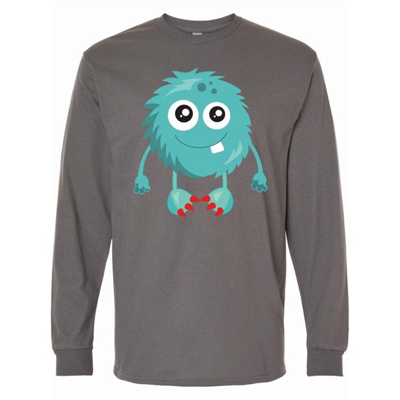 Inktastic Furry Monster, Blue Monster, Cute Monster, Silly Long Sleeve T-Shirt