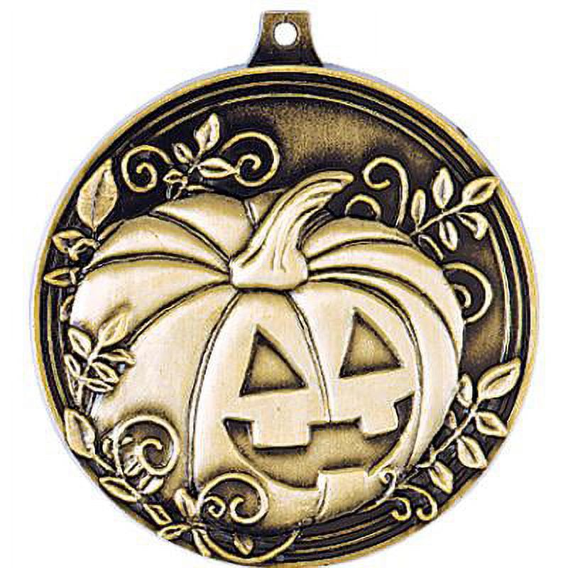 Halloween Pumpkin Medals, 2" Gold Diecast Halloween Pumpkin Medal Award 10 Pack