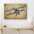thumbnail image 2 of PixonSign Canvas Print Wall Art Vintage Biplane Flys on Brown Background Transportation Airplanes Illustrations Realism Contemporary Aerial Fun Sepia for Living Room, Bedroom, Office - 32"x48", 2 of 5