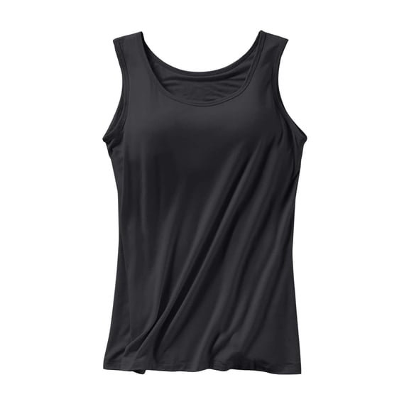 VV AVEORS Tank Tops with Built in Bras for Women Sports Cute Wide Strap Cami Workout Plus Size Underwear Black 3XL