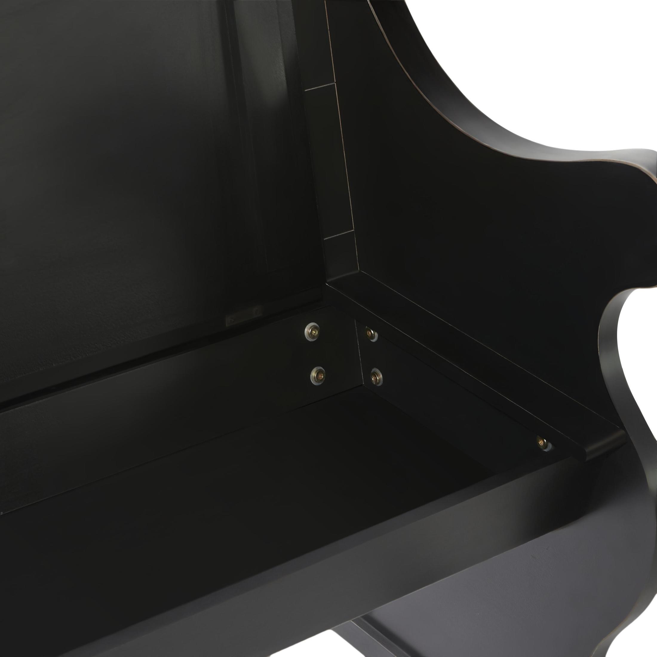 DecMode Wood Storage Bench with Scrolled Armrests, Black