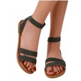thumbnail image 2 of KBODIU Women's Sandals Summer Casual Toe Sandals Solid Color Adjustable Buckle Quilted Flat Sandals Green 36, 2 of 3