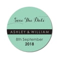 thumbnail image 1 of Darling Souvenir Round 45 Pcs Custom Save The Date Stickers Personalized Wedding Bride Groom Names And Date Envelope Seals - Mint, 1 of 4