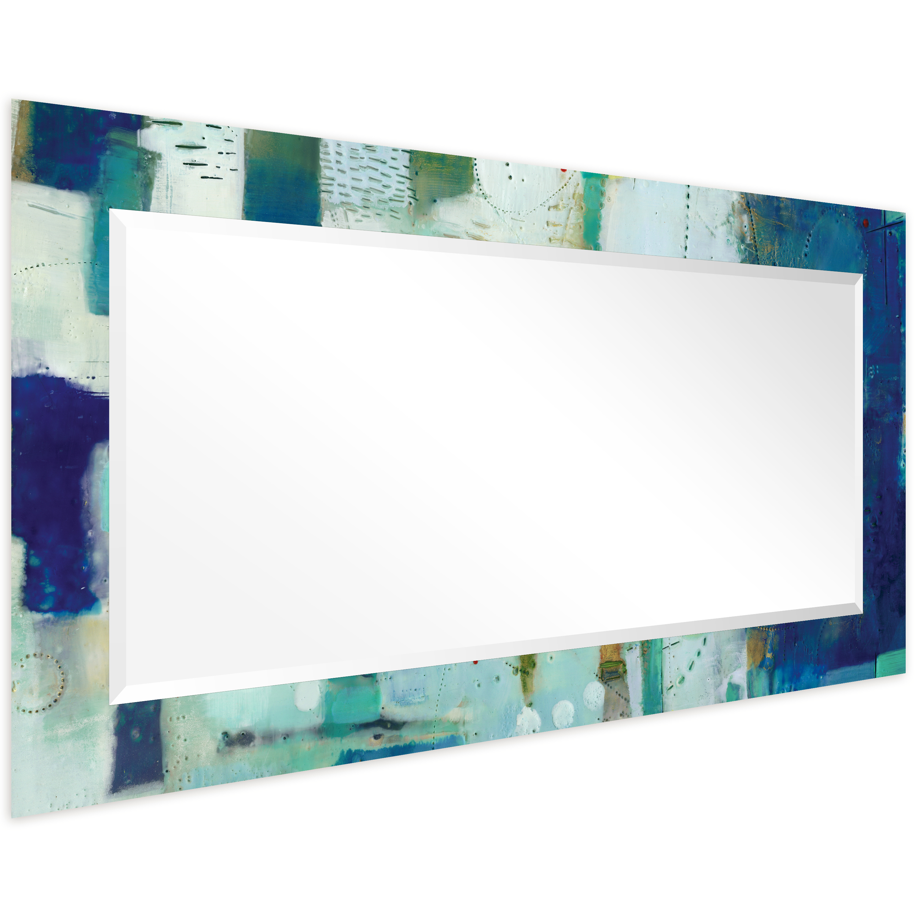 Empire Art Direct Crore Rectangular Beveled Mirror on Free Floating Printed Tempered Art Glass - Clear - 54" x 28"