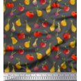 thumbnail image 1 of Soimoi Gray Velvet Fabric Fruits & Vegetable Print Fabric by Yard 60 Inch Wide, 1 of 3
