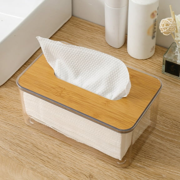 Hauiodp Acrylic Tissue Box, Acrylic Dryer Sheet Holder, Minimalist Tissue Box Cover Holder, Table Clear Dryer Sheet Dispenser Rectangular for Bathroom, Bedroom, Living Room