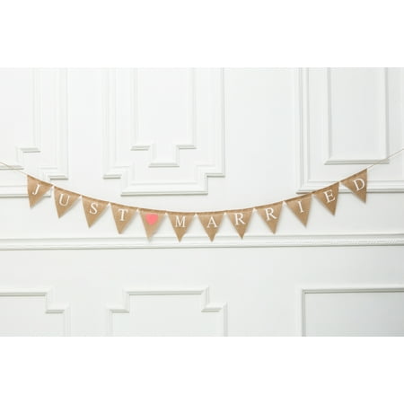 Just Hitched Wedding Burlap Banner Reci n Casados Just 