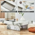 thumbnail image 5 of Compact Marble Coffee Table, Sudica 31" Square Center Table with Stainless Steel Storage for Living Room,White, 5 of 8