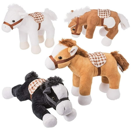 Jumbo 10 inch plush horses stuffed animals pack of 4