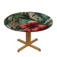 thumbnail image 3 of PIKWEEK Hibiscus Flowers Summer Colorful Hawaiian Tropical Plants Palm Leaf Outdoor Fitted Round Tablecloth White, 3 of 8