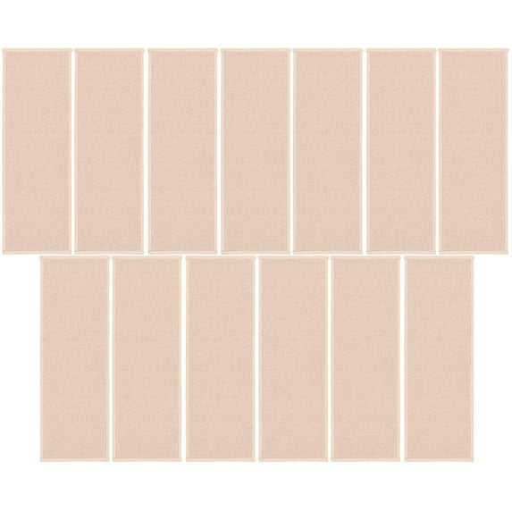 Ambiant Color World Collection Pet Friendly Area Rugs Off White - 9" x 27" Stair Treads (Set Of 13)