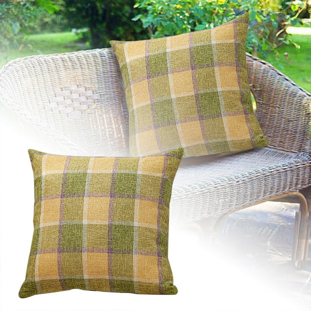 Pillow for Living Room Checkered Linen Cushions 45x45cm Sofa Backrests Pillow Covers + Inserts - Modern Plaid Style for Home