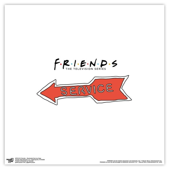 Gallery Pops Friends - Illustrated Service Sign Wall Art, Unframed Version, 12" x 12"