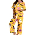 thumbnail image 3 of CONZONE Halloween Pajamas for Women Set Short Sleeve Button Down Graphic Tops Pants Pjs 2 Piece Spooky Season Sleepwear, 3 of 5