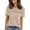 Khaki, variant on Stylish Mesh Panel Patchwork T-Shirt for Women Breathable Short Sleeve Top with Unique Cutout Design XXL Size Black