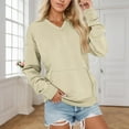 thumbnail image 3 of VISALY Pullover Sweatshirt for Womens Plus Size Sweatshirts V-Neck Pullover with Pocket Fall Winter Loose Fit Tops Long Sleeve Shirts Oversized Lightweight Sweatshirt Basic Tops Beige L, 3 of 7