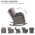 thumbnail image 4 of PARKWELL Outdoor Wicker Rocking Chair - 3 Piece Rattan Patio Bistro Set 2 Rocker Chairs and Glass Coffee Side Table - Set of 3 - Gray, 4 of 10