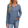 thumbnail image 4 of XIEERDUO Womens Sweaters Lightweight Henley Neck Button Up Long Sleeve Shirt Tops, 4 of 5
