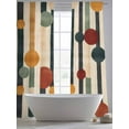 thumbnail image 6 of Abstract Boho Semi Sheer Window Curtains 84 Inches Long, Vintage Multicolored Geometric Stripes Rod Pocket Voile Silky Chiffon Curtain Light Filtering Drapes for Living Room, 52"x84", 2 Panels, 6 of 9