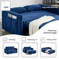 thumbnail image 5 of DEALTOPS 55" Modern Pull Out Loveseat Sofa Bed with 2 Detachable Arm Pockets, Blue, 5 of 9