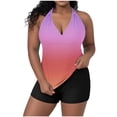 thumbnail image 2 of Mifsaly 2 Piece Swimsuit for Women Plus Size Tankini Swimsuits Gradient Swimwear Sets Halter Swim Tops & Shorts Summer Surfing Beach Vacation Bathing Suits XXL, 2 of 7