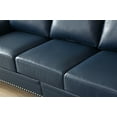 thumbnail image 7 of 6-Seat Modular Sectional Sofa with Wood Leg and Nails Decoration, Faux Leather Mid Century Modern Couches, Comfy Chairs with Removable Cushion for and Storage Boxes for Living Room, Navy Blue, 7 of 7