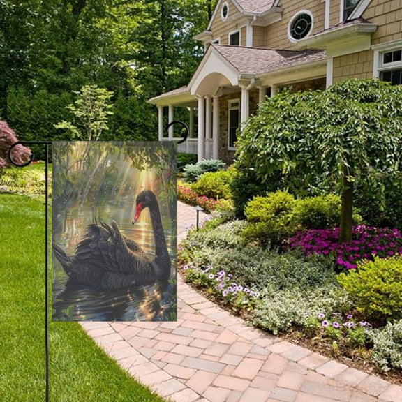 Black Swan Sunlight Garden Flag Double Sided 12 x 18 Inch Outside Yard Decoration Outdoor Flag