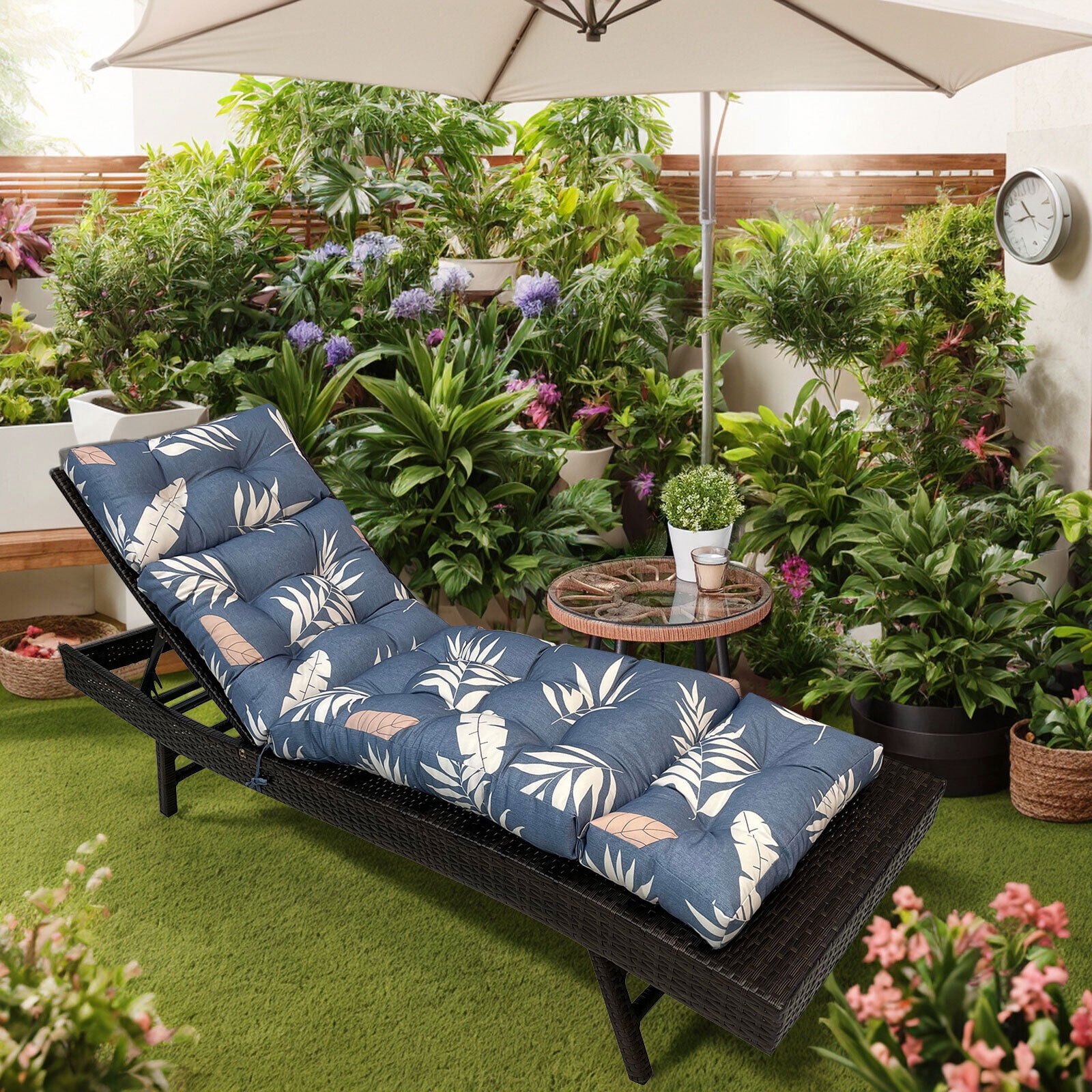2 Pack Outdoor Lounge Cushion Patio Chaise Replacement 71 x 20 Inch Rocking Cushion for Furniture Sofa Non Slip Beach Pool Recliner Sunbathing Chair Pads with Headrest