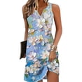 thumbnail image 2 of Womens V Neck Sleeveless Floral A Line Mini Dress Casual Loose Flowy Summer Beach Sundress with Pockets Soft Stretchy, 2 of 8
