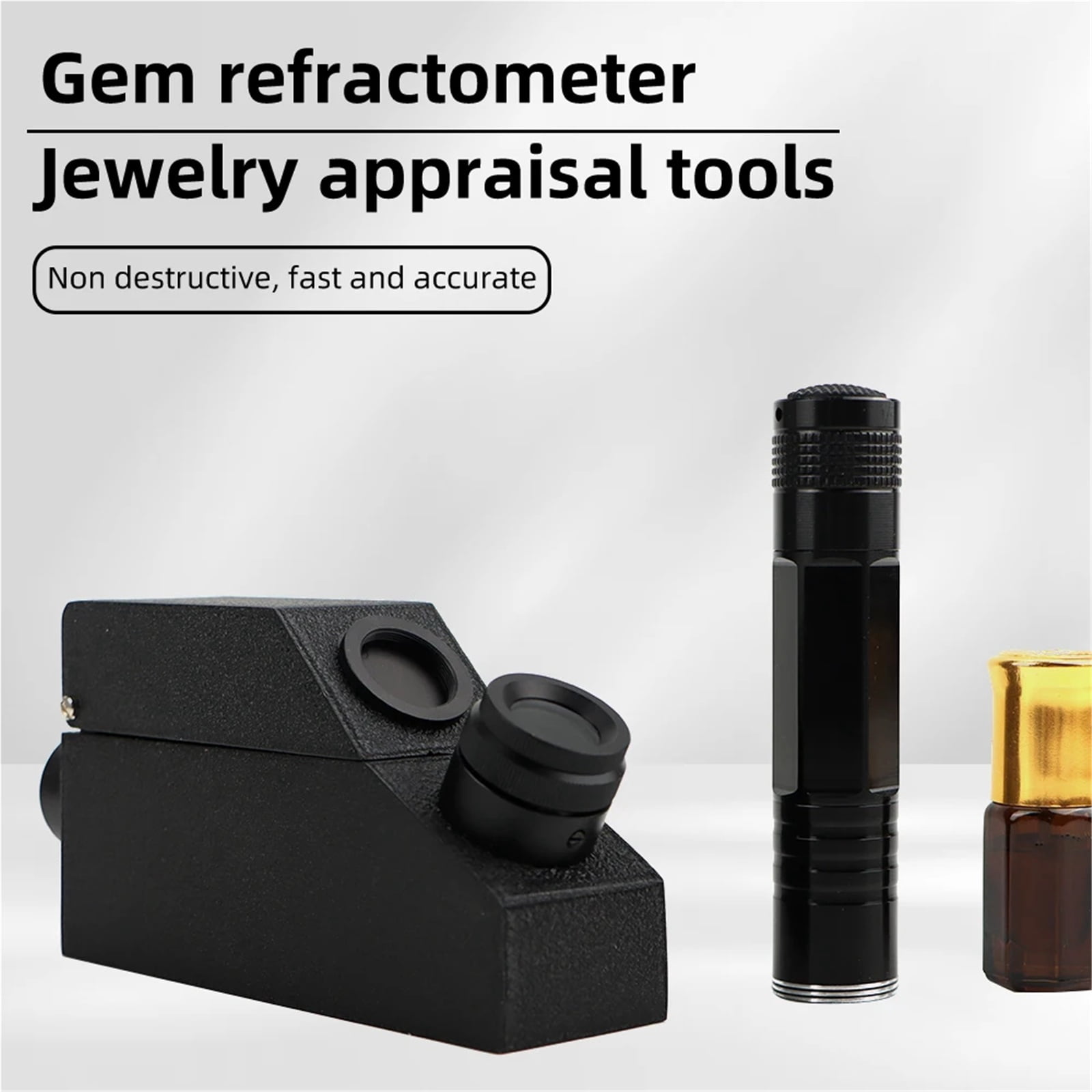 Refractometer Ruby Jade Diamond Jewelry Refracto Meter Professional Appraisal Tools with Refracting Oil Light