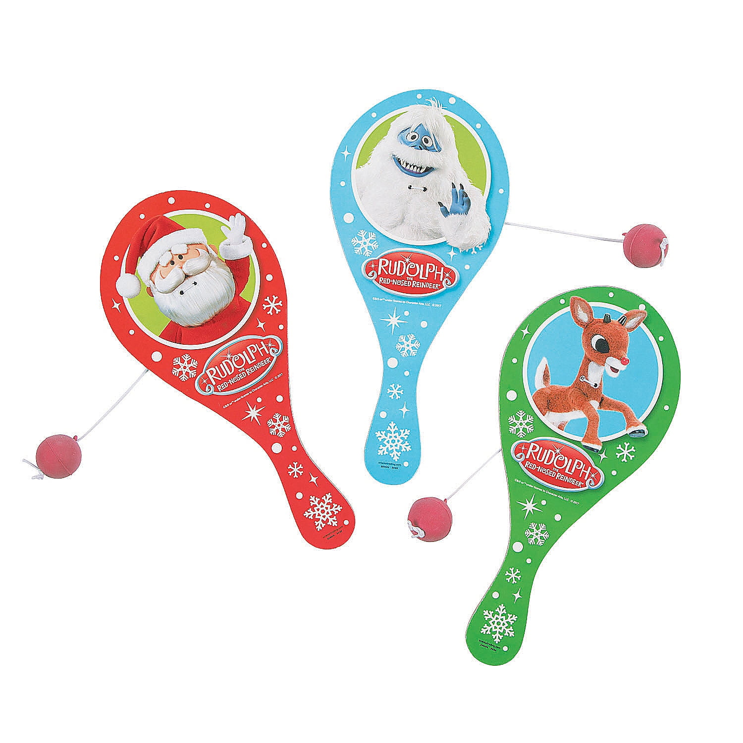 Rudolph Paddleballs Party Favors 12 Pieces