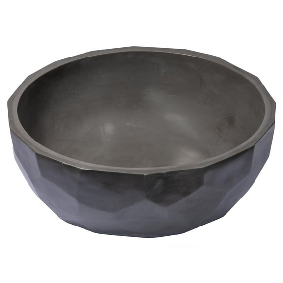 Round Concrete Vessel Sink with Hexagon Patterned Exterior - Charcoal