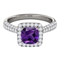 thumbnail image 2 of Rings for Women 0.98 Carat Diamond and Cushion Cut Amethyst Ring pave 10K White Gold, 2 of 5