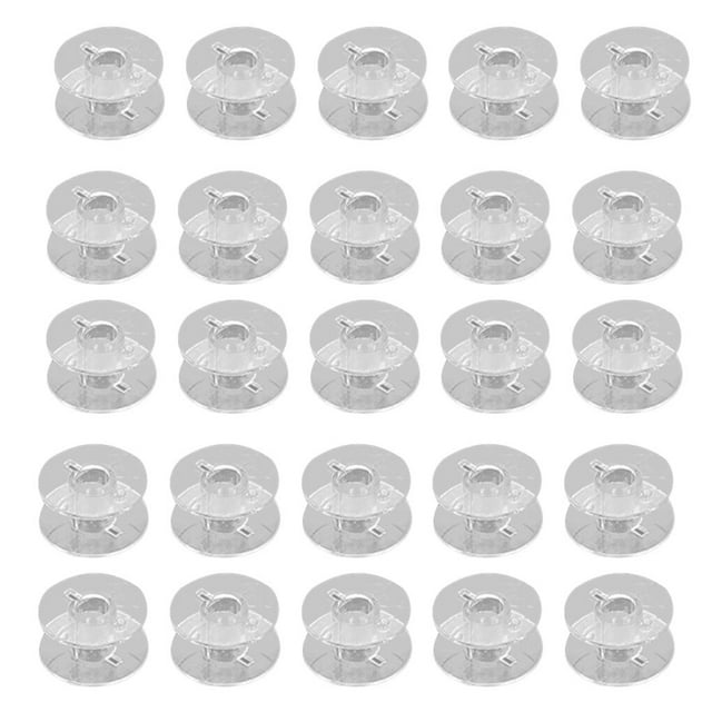 Transemion 25 Pcs Bandes de Roulement Rondes Bobines Vides Transparentes Organisateur Outil de Couture Accessoires Transparent 1Ensemble