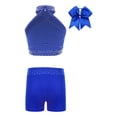thumbnail image 2 of CHICTRY Kids Girls 3Pcs Cheerleading Outfits Rhinestone Shiny Dance Tank Top and Shorts Headwear Set Blue 10, 2 of 7