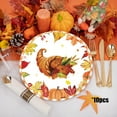 thumbnail image 3 of yulier Thanksgiving Disposable Tableware Set, 10 Pcs 9" Paper Plates, Fall Pumpkin Maple Leaf Turkey Pattern Dessert Plates, Thanksgiving Party Supplies Dinnerware Table Decorations, 3 of 6