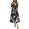 thumbnail image 1 of xiaxaixu Robe Longue d'Été pour Femmes Manches Courtes Col en V Motif/imprimé Floral Robe de Plage, 1 of 6