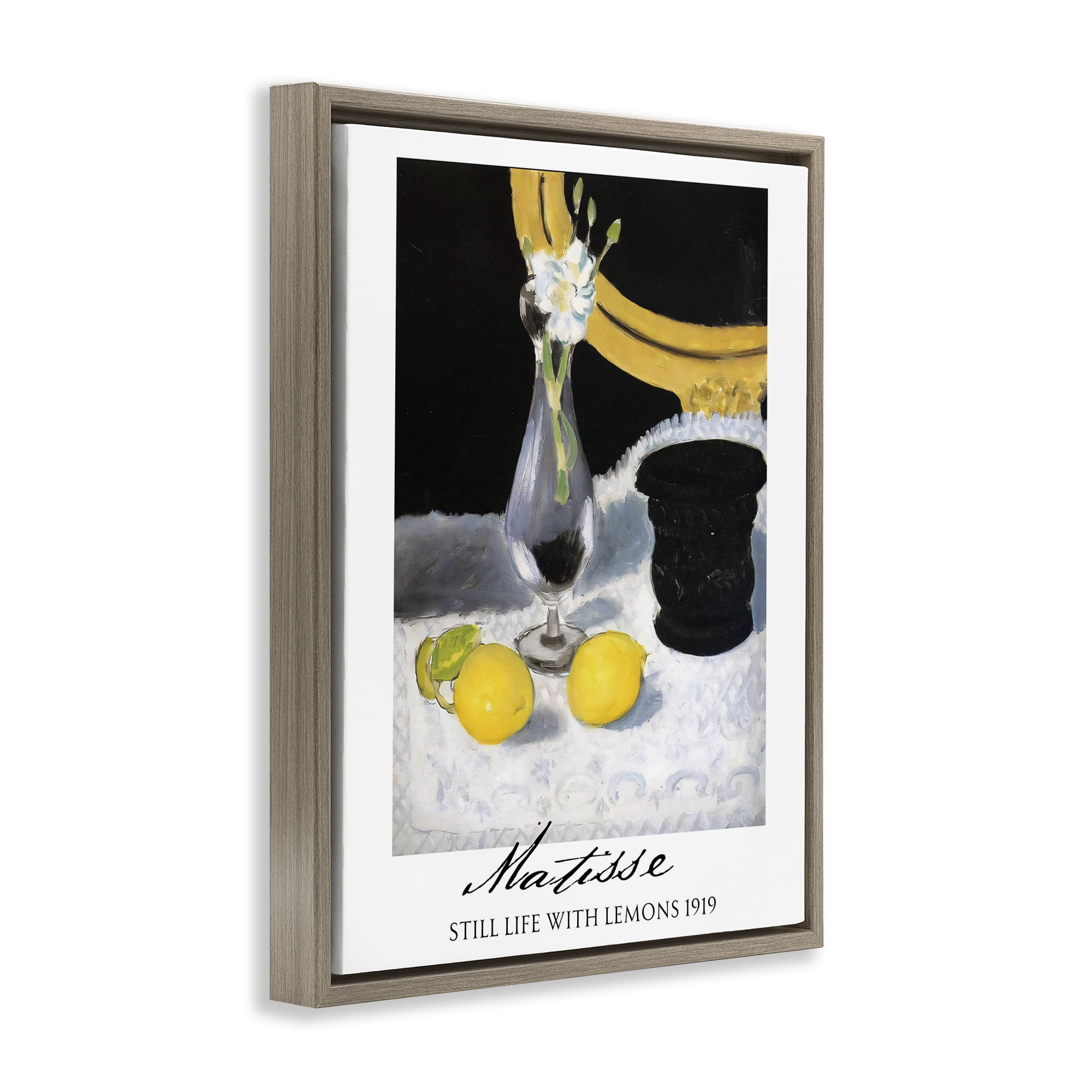Stupell Industries Matisse Still Life Lemons Brown Framed Floater Canvas Wall Art, design by Vintage Hustle